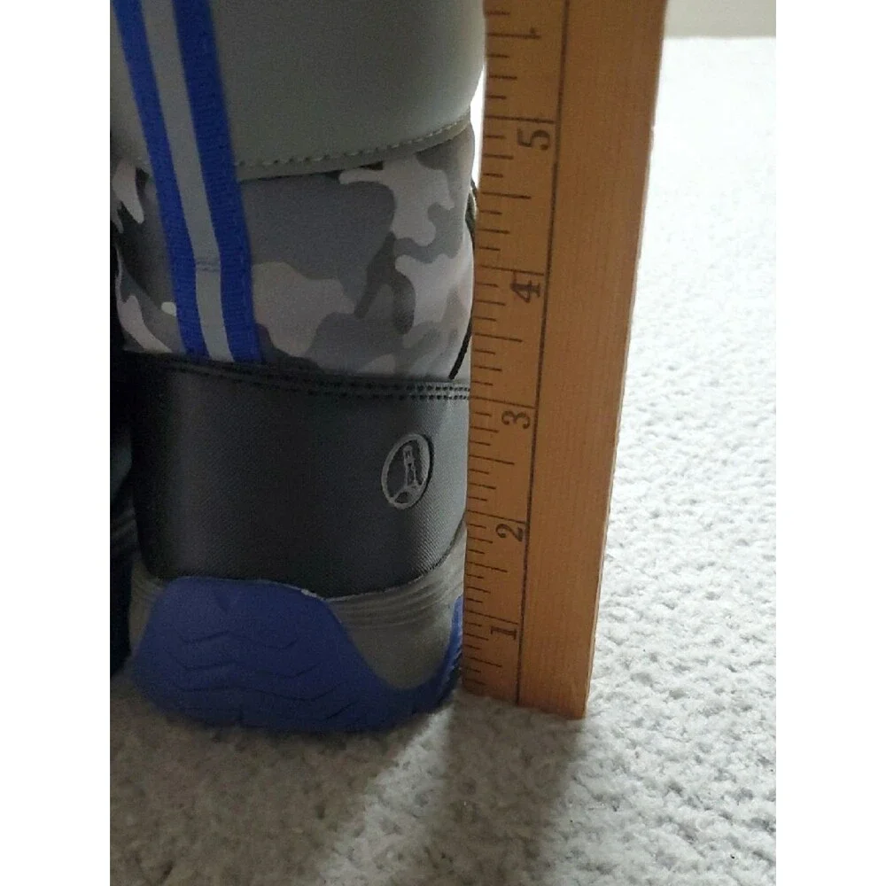 Lands' End Kids Grey Camo Winter Boots with Blue Accents